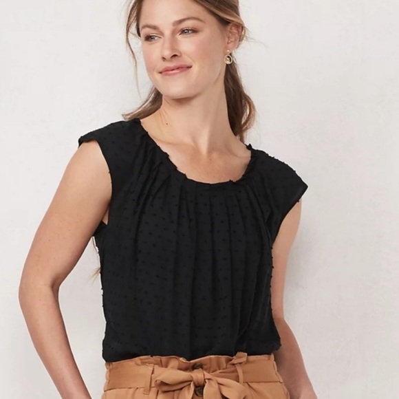 LC Lauren Conrad Tops - LC Lauren Conrad Pleated Swiss Dot Blouse